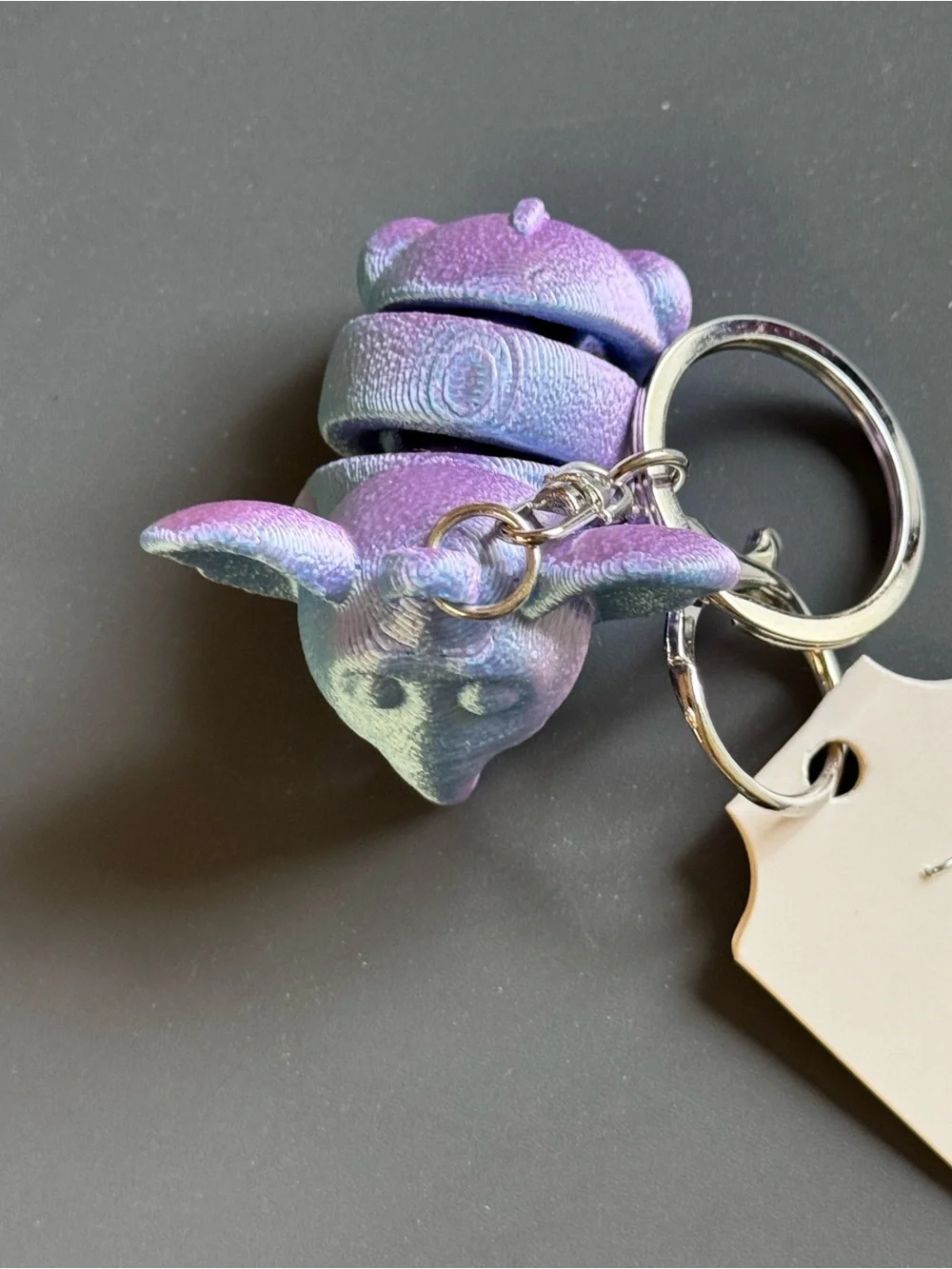 NWT 3D Printed Articulated Elephant Keychain Blue Purple Fidget Toy Bag Charm